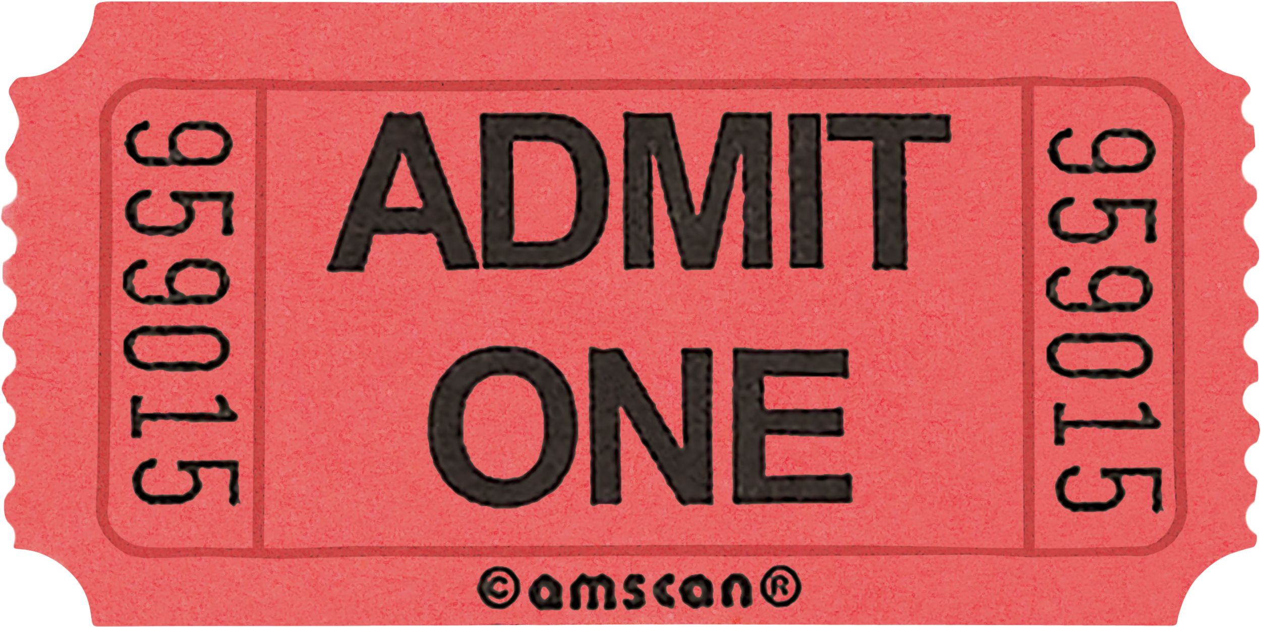 Yellow "Admit One" Ticket Roll, 2-inch, 1000 Pairs