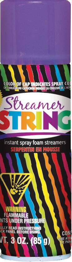 Aerosol Streamer String Spray, Assorted Colors, 3-oz