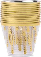 Plastic Reusable Tumbler Cups, Clear/Gold Polka Dot, 9-ounce, 30-pk