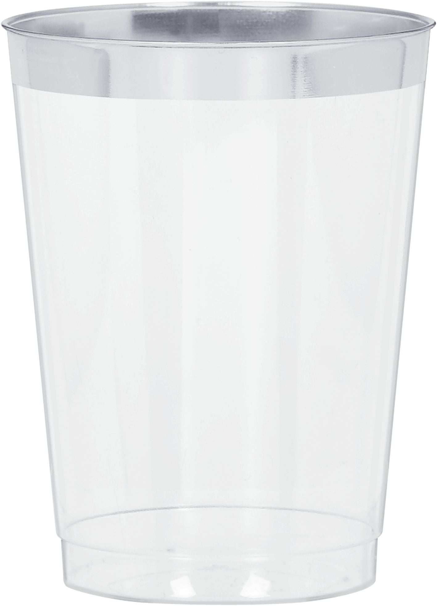 Bordered Trim Plastic Tumblers, Clear/Silver, 10-ounce, 20-pk