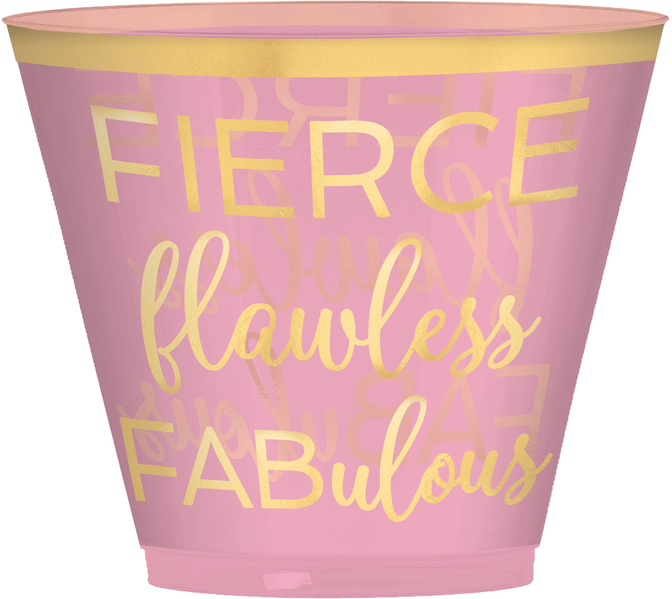 Fierce, Flawless, Fabulous Plastic Tumbler Cups, Pink, 9-oz, 30-pk
