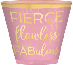 Fierce, Flawless, Fabulous Plastic Tumbler Cups, Pink, 9-oz, 30-pk