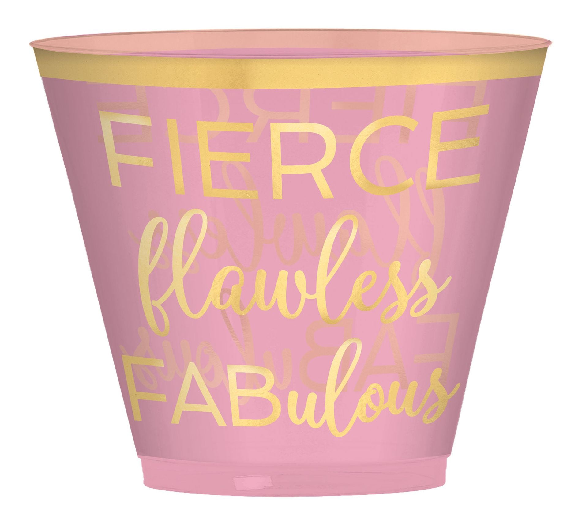 Fierce, Flawless, Fabulous Plastic Tumbler Cups, Pink, 9-oz, 30-pk