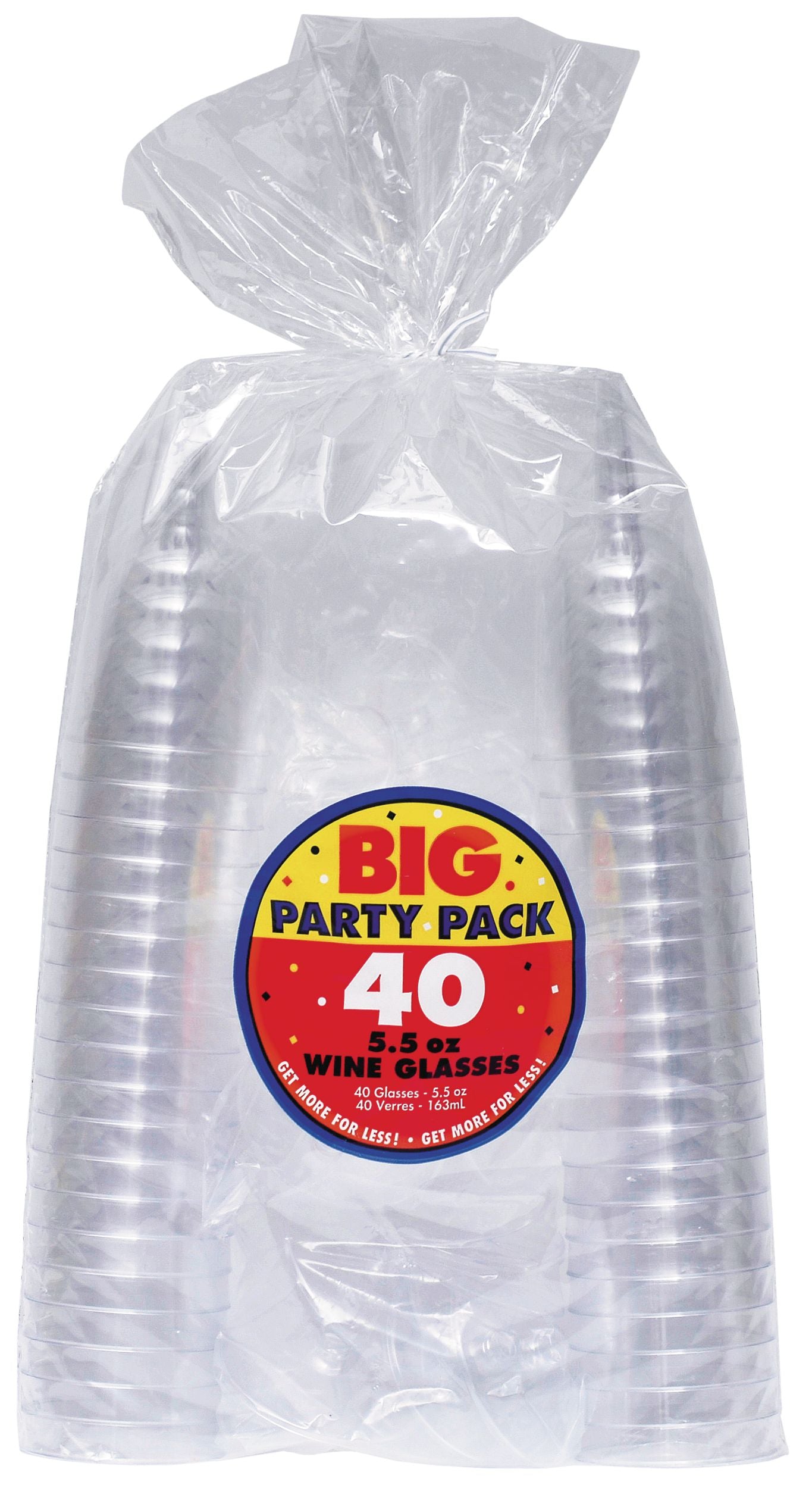 Clear Plastic Wine Glasses, 5.5 ounce, 32-pack