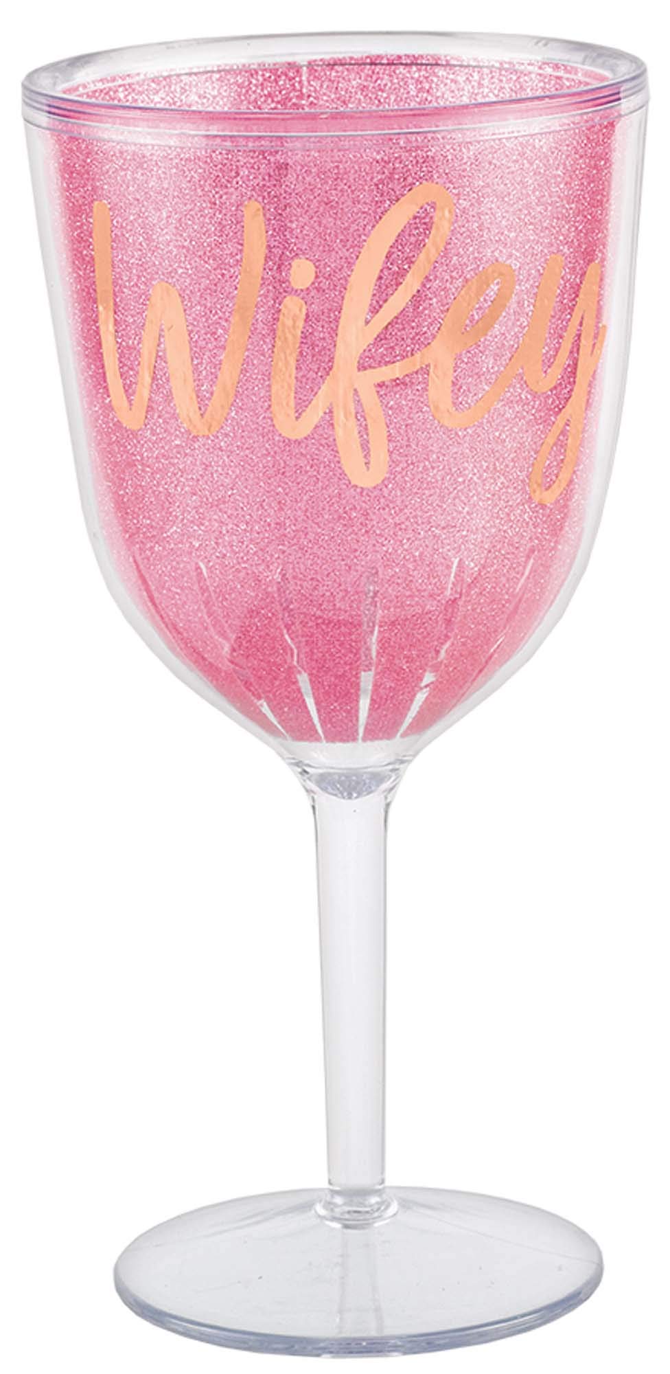 Blush Glitter Wine Goblet, 12-oz