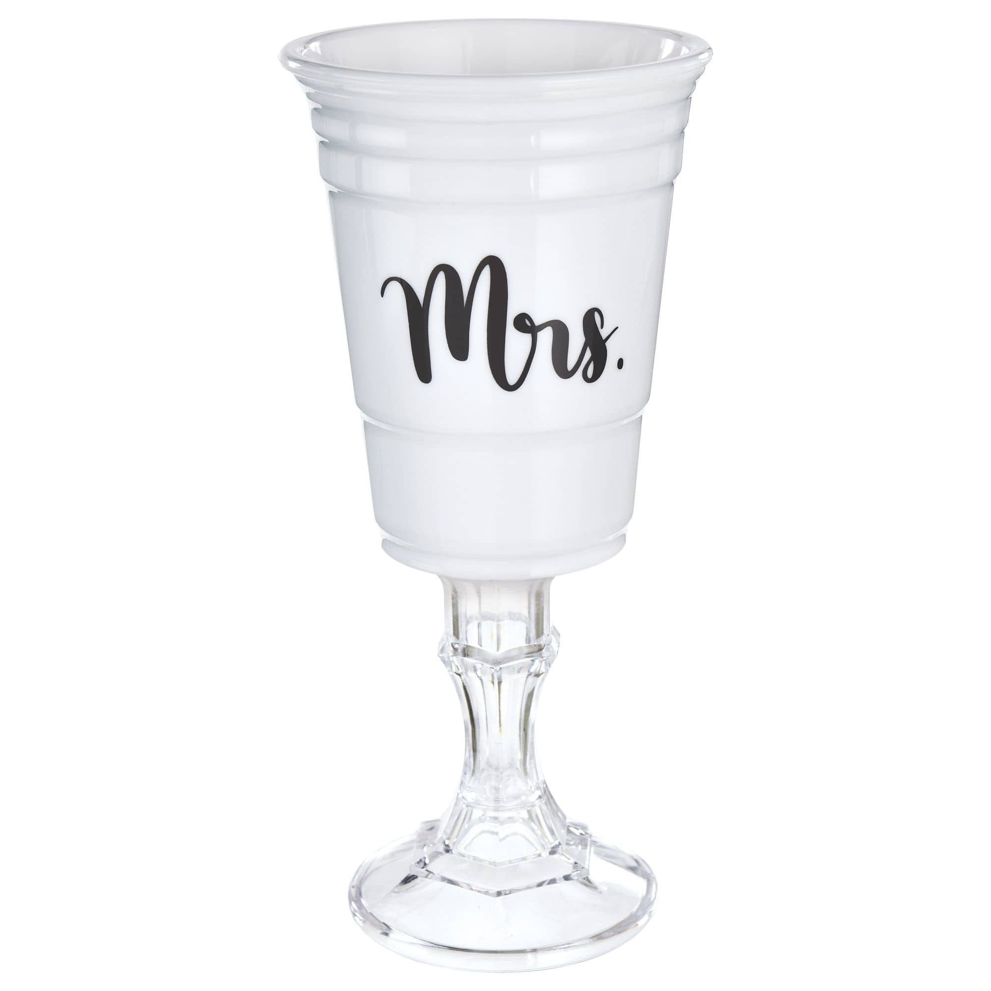 Mrs. Plastic Reusable Solo Cup with Stand, White, 15-oz