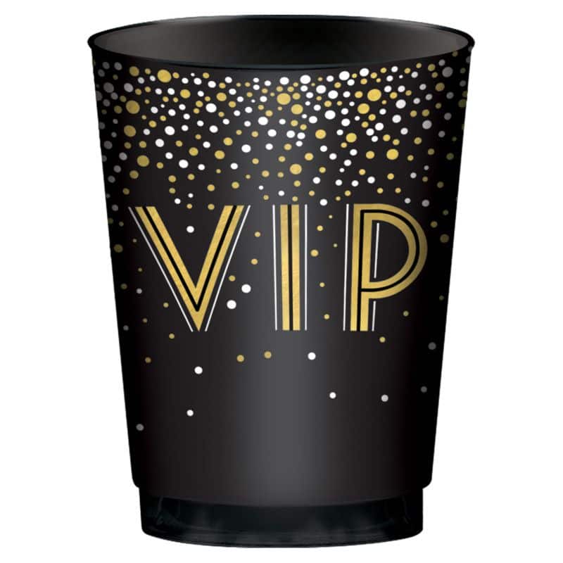 Awards Night VIP Plastic Tumbler Cups, Black/Gold, 10-oz, 20-pk