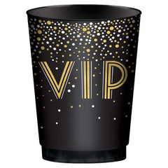 Awards Night VIP Plastic Tumbler Cups, Black/Gold, 10-oz, 20-pk