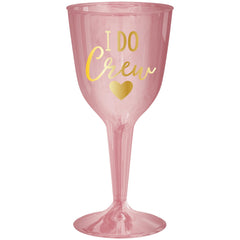 "I Do Crew" Plastic Wine Glass, Pink, 7-ounce, 16-pk