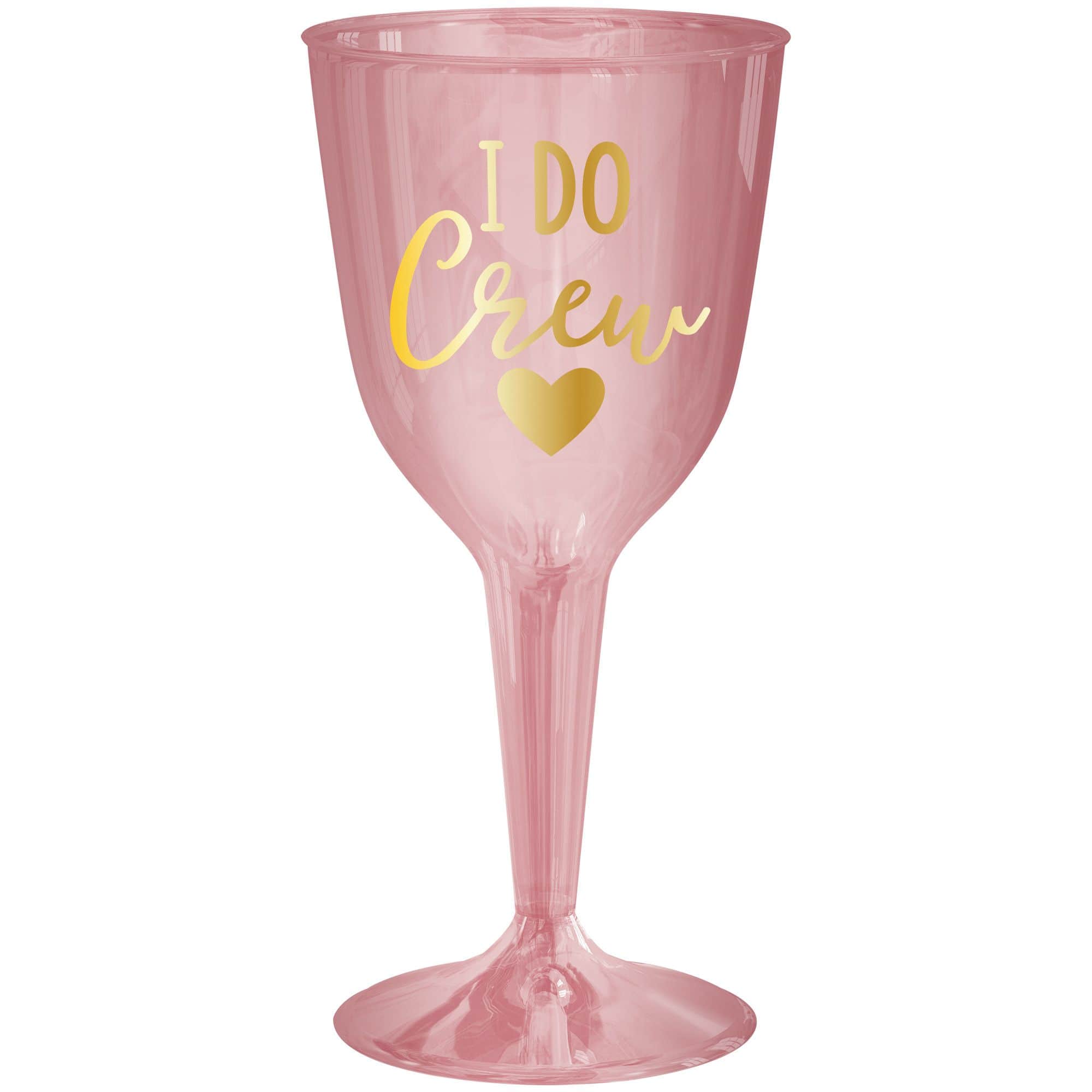 "I Do Crew" Plastic Wine Glass, Pink, 7-ounce, 16-pk