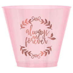 Love & Leaves Always & Forever Plastic Tumbler Cups, Pink, 9 oz, 30-pk