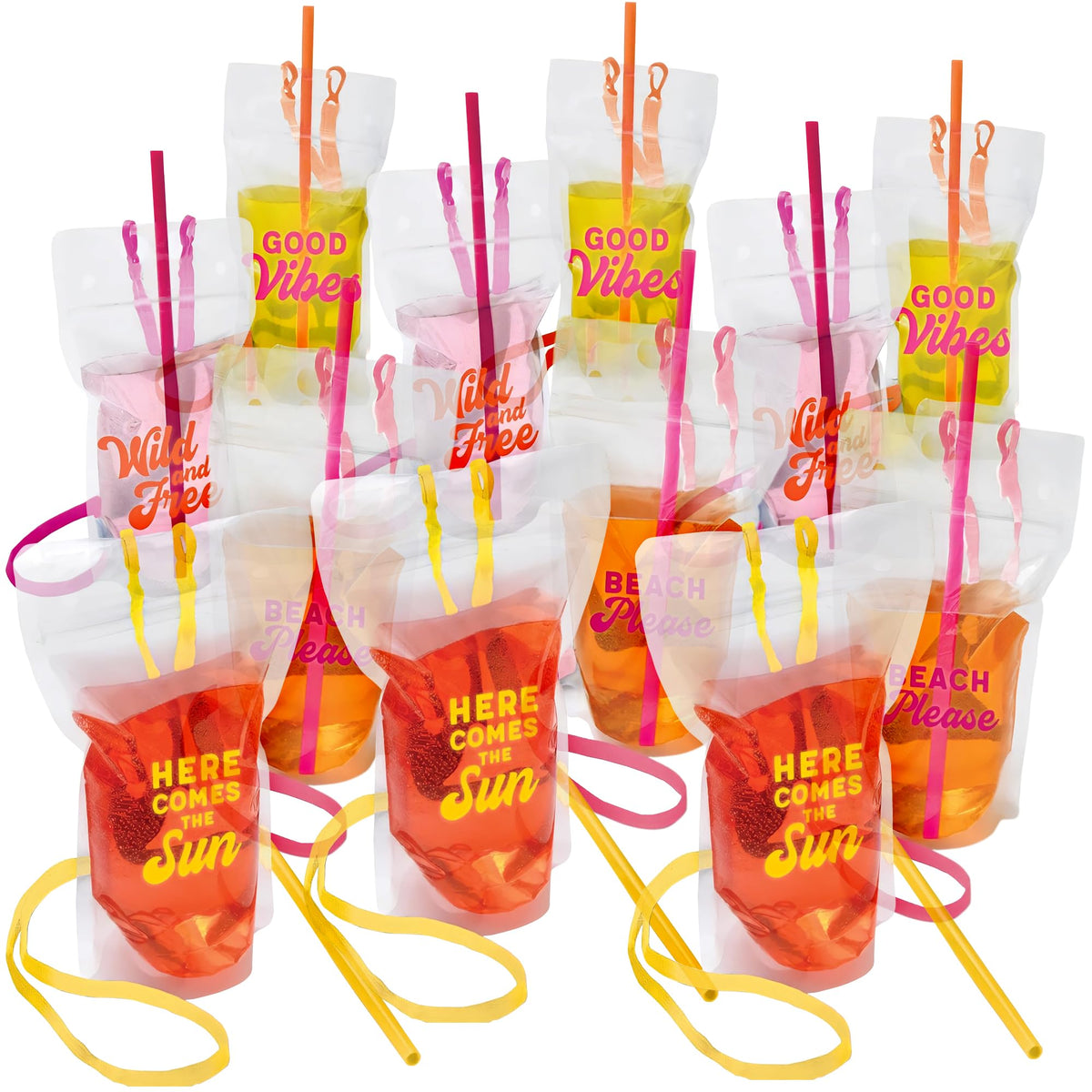 Vibrant Summer Drinkware Pouches, 12-pk
