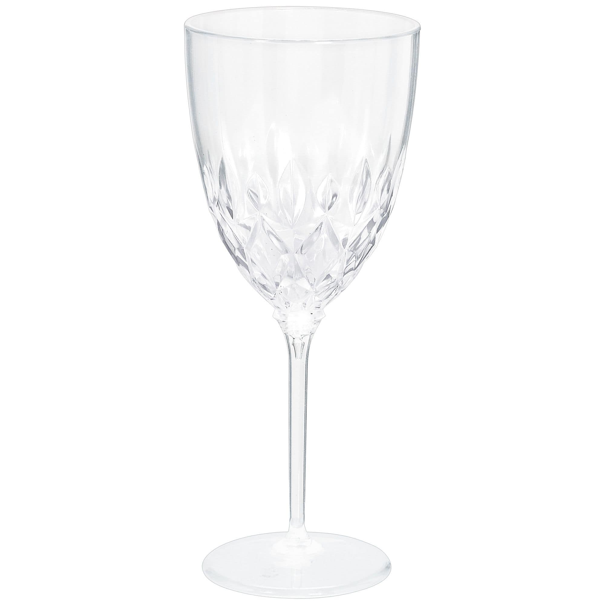 Crystal-Cut Plastic Reusable Wine Glasses, Clear, 8-oz, 20-pk