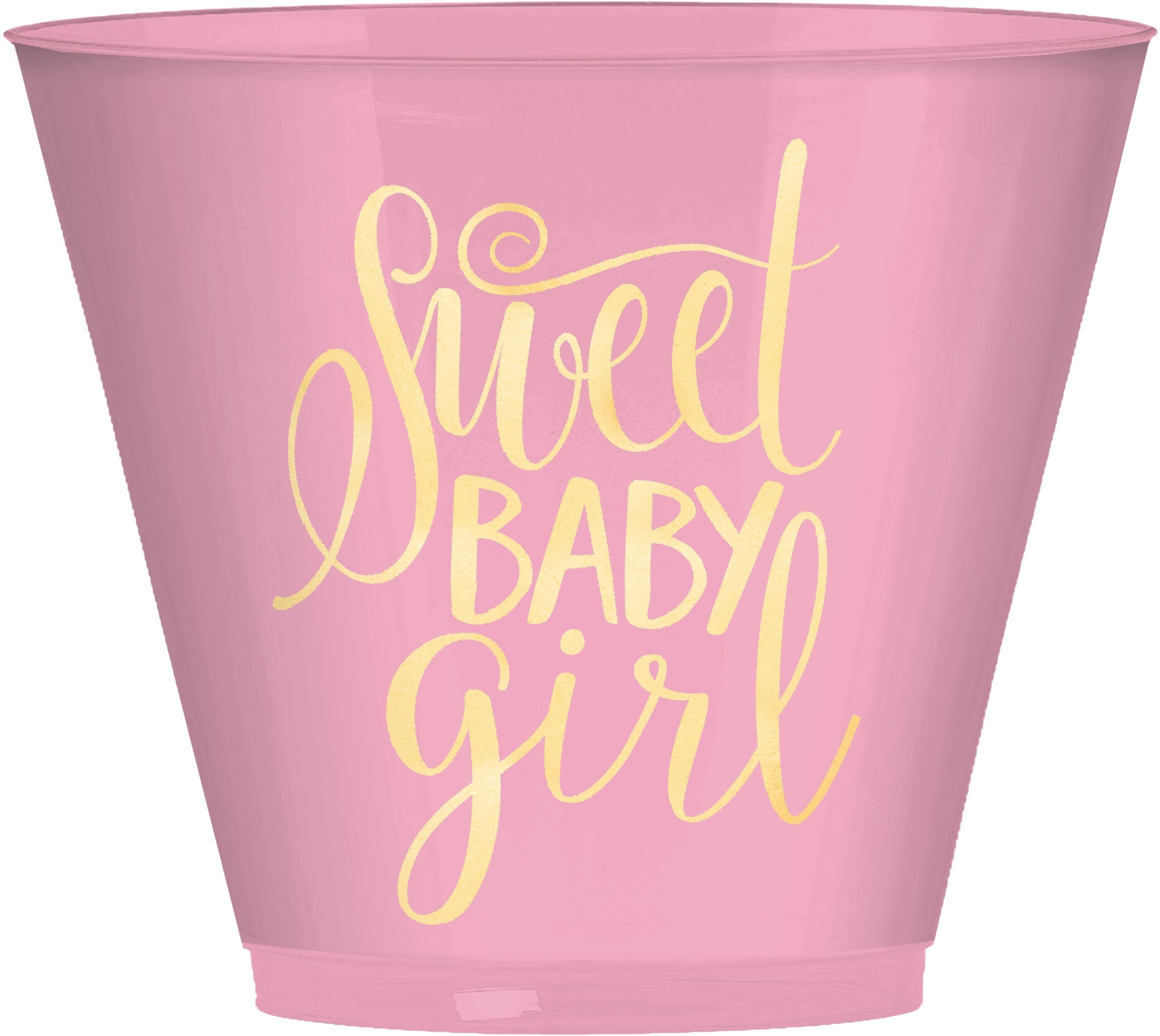 Sweet Baby Girl Tumbler Plastic Cups, Pink/Gold, 9-oz, 30-pk
