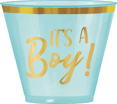 "It's a Boy!" Plastic Tumbler Cups, Blue/Gold, 9 oz, 30-pk