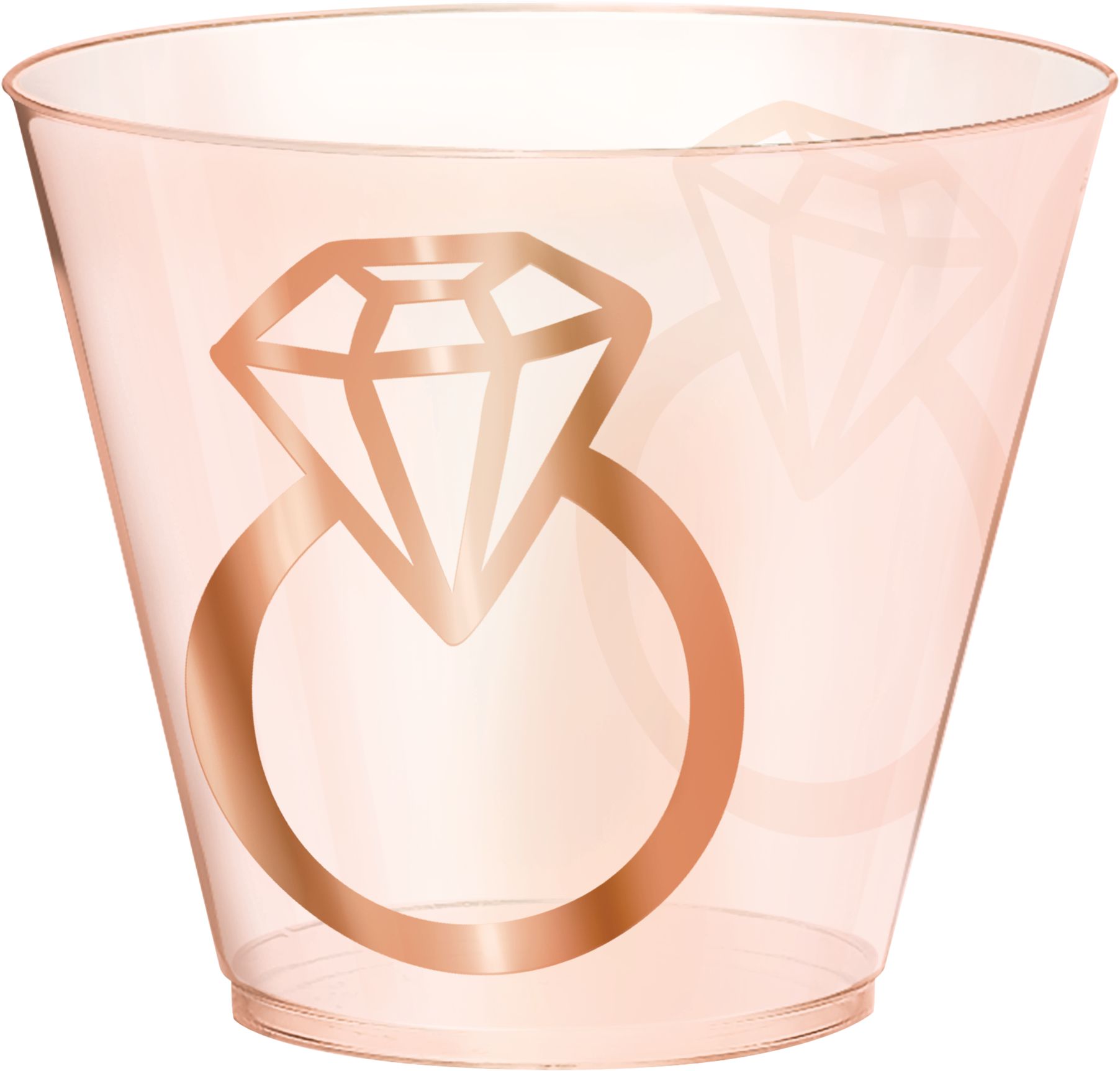 Plastic Tumbler Cups, Rose Gold Diamond Ring, 9-ounce, 30-pk