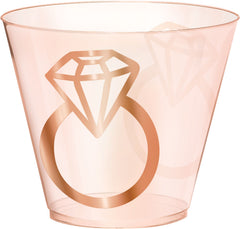 Plastic Tumbler Cups, Rose Gold Diamond Ring, 9-ounce, 30-pk