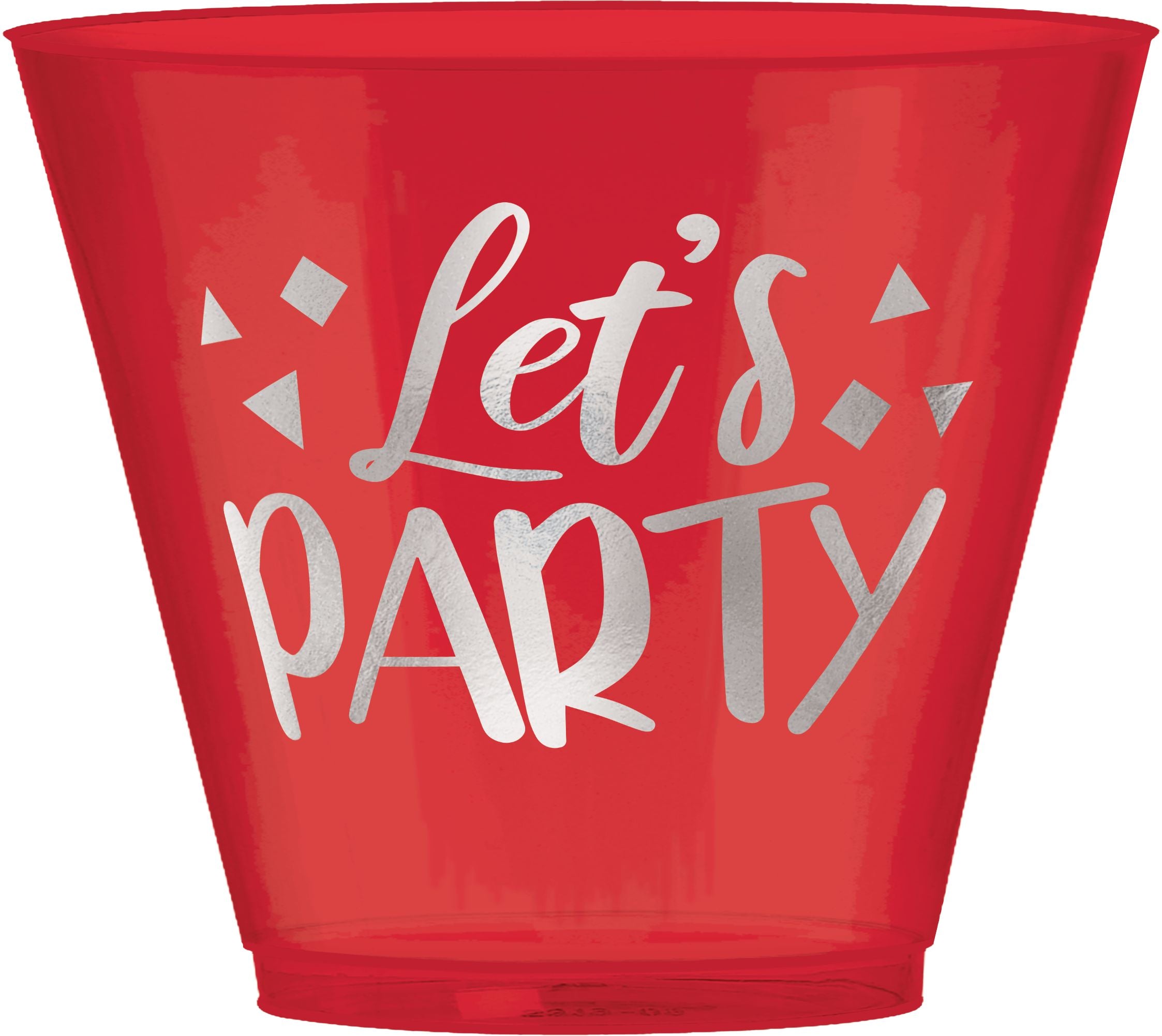 "Let's Party" Reusable Plastic Tumbler Cups, Red, 9-ounce, 30-pk