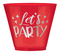 "Let's Party" Reusable Plastic Tumbler Cups, Red, 9-ounce, 30-pk