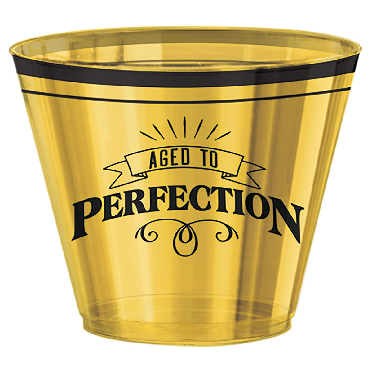 Aged to Perfection Plastic Tumbler Cups, Gold, 9-oz, 30-pk