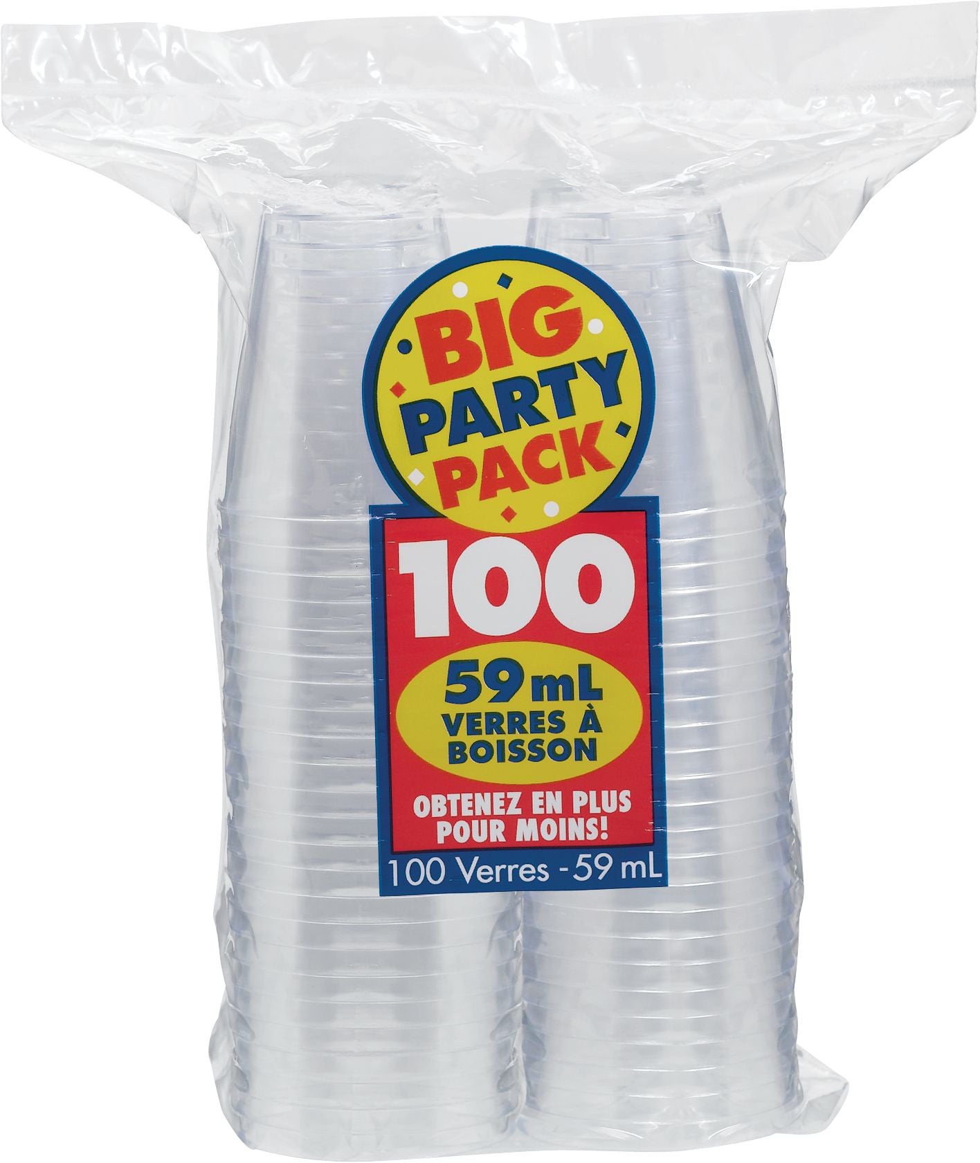 Big Party Pack Plastic Shot Glasses, Clear, 2-oz, 100-pk