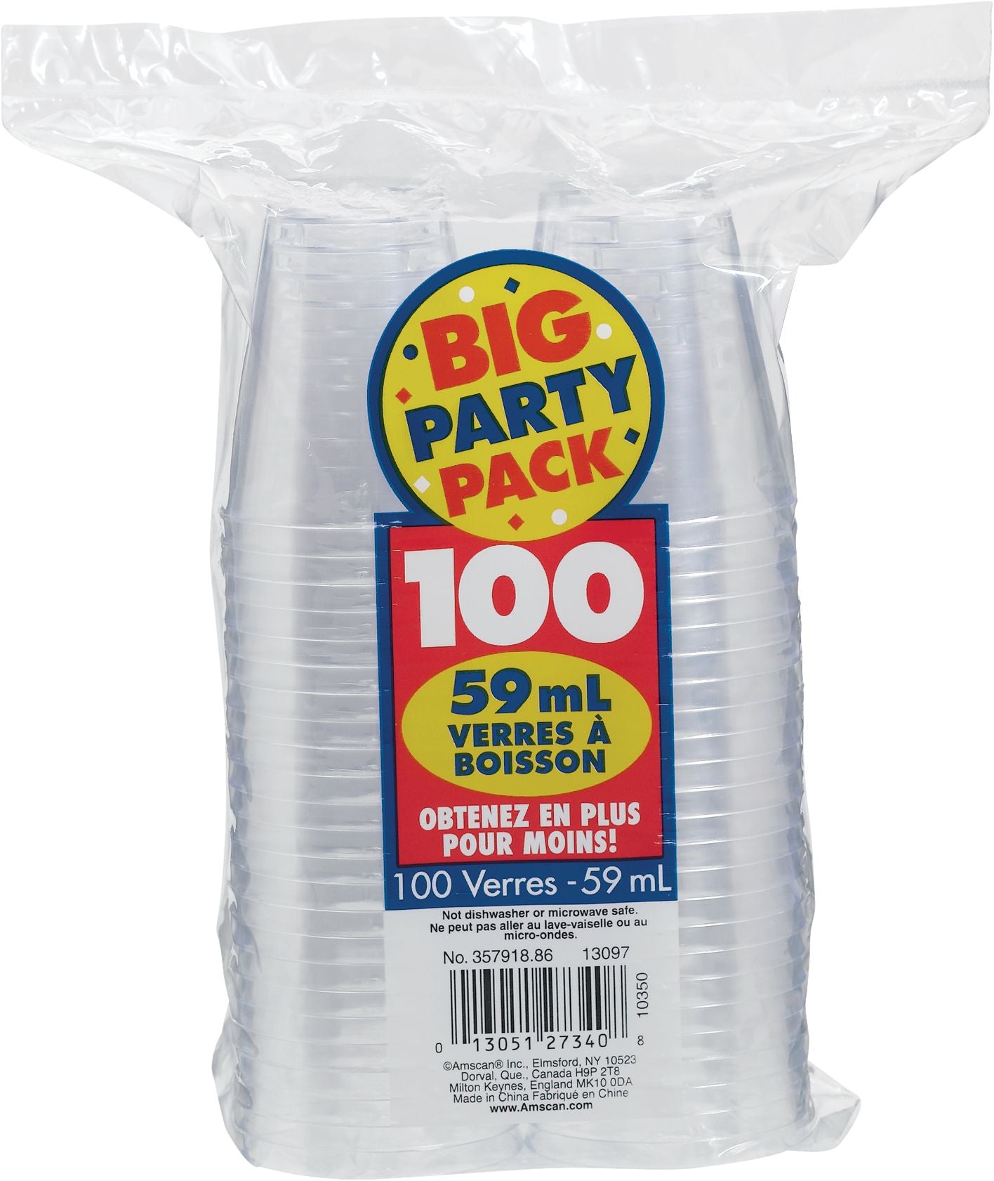 Big Party Pack Plastic Shot Glasses, Clear, 2-oz, 100-pk