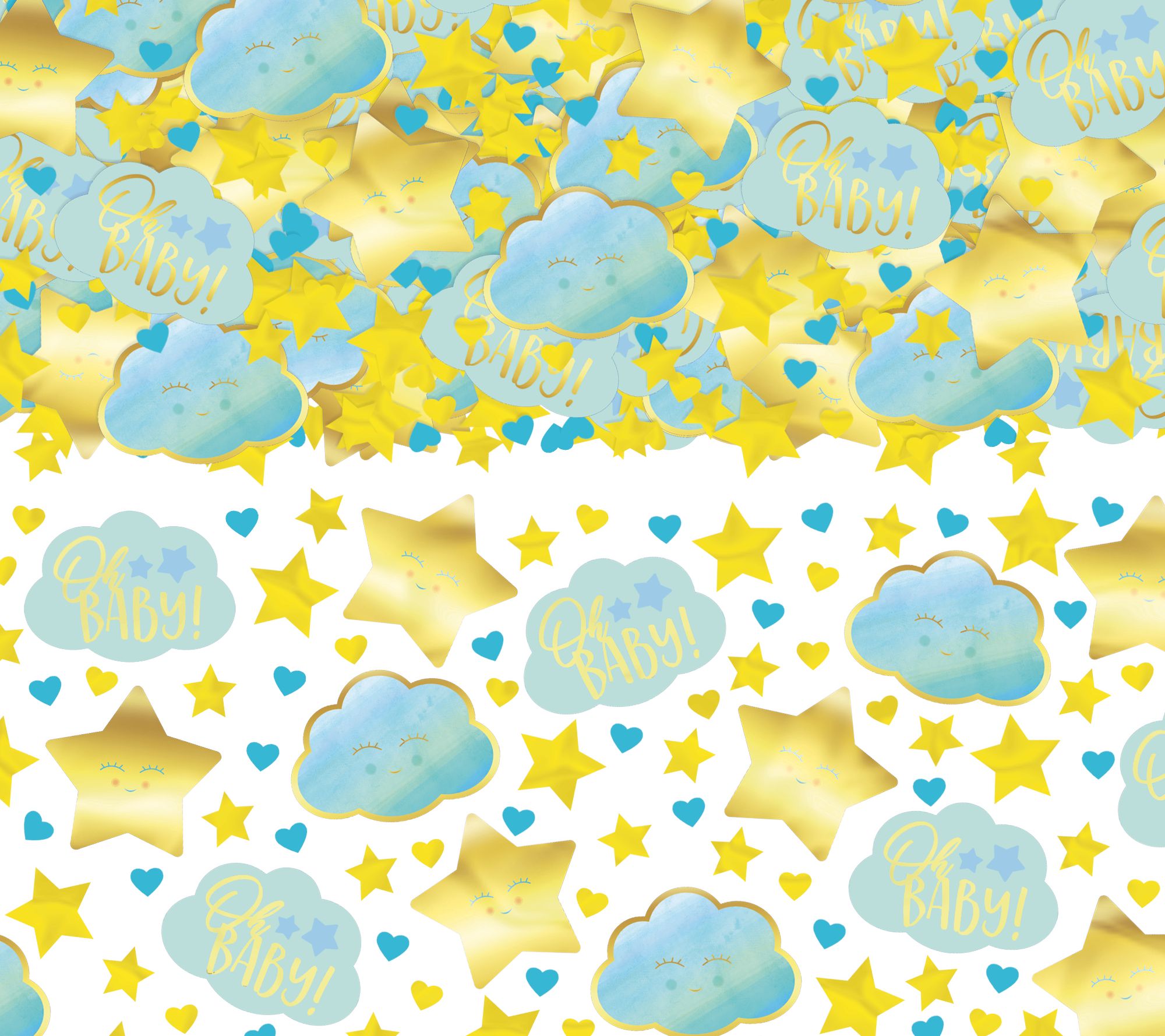 "Oh Baby" Clouds & Stars Confetti, Blue/Gold, 5-ounce