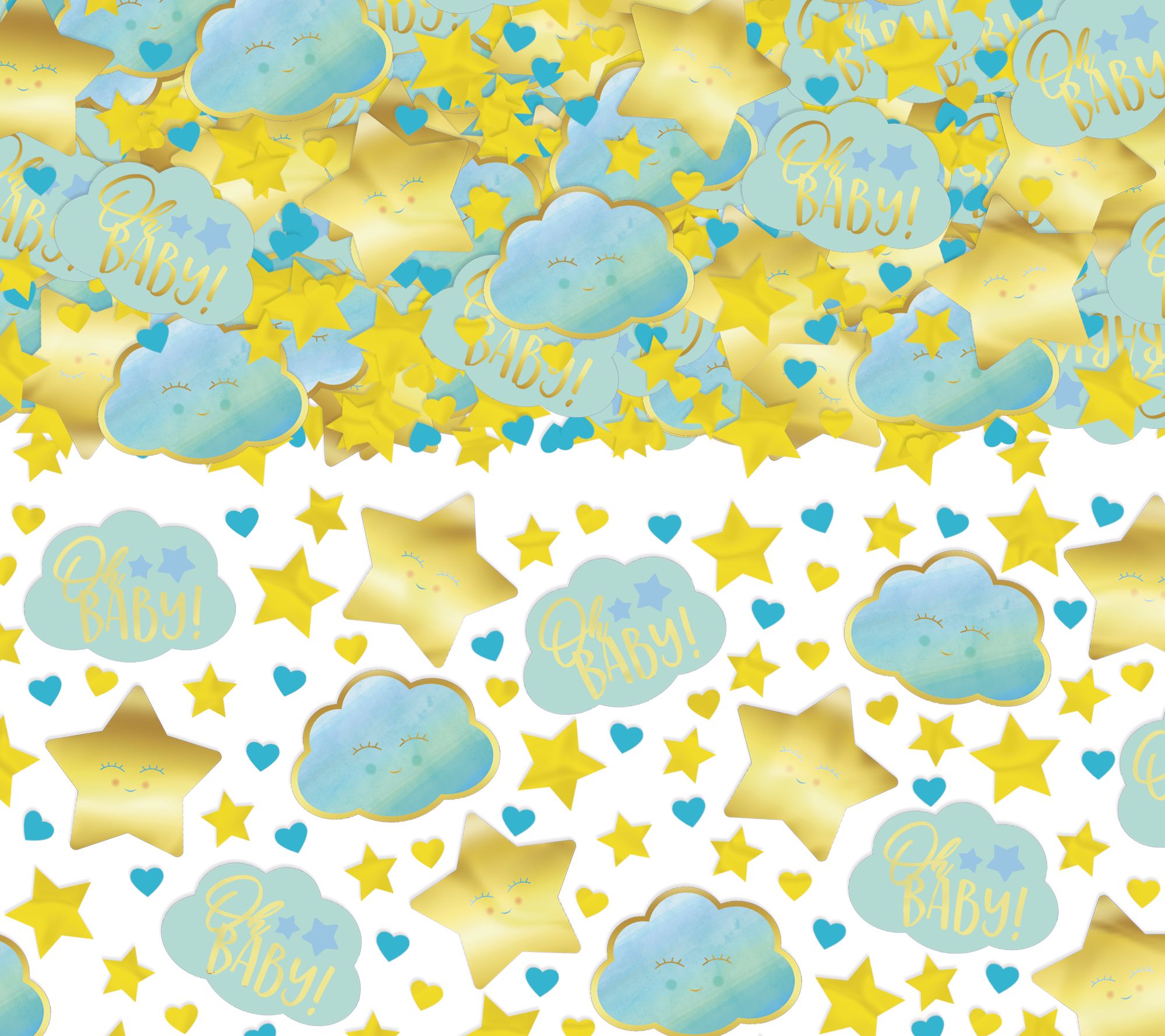 "Oh Baby" Clouds & Stars Confetti, Blue/Gold, 5-ounce