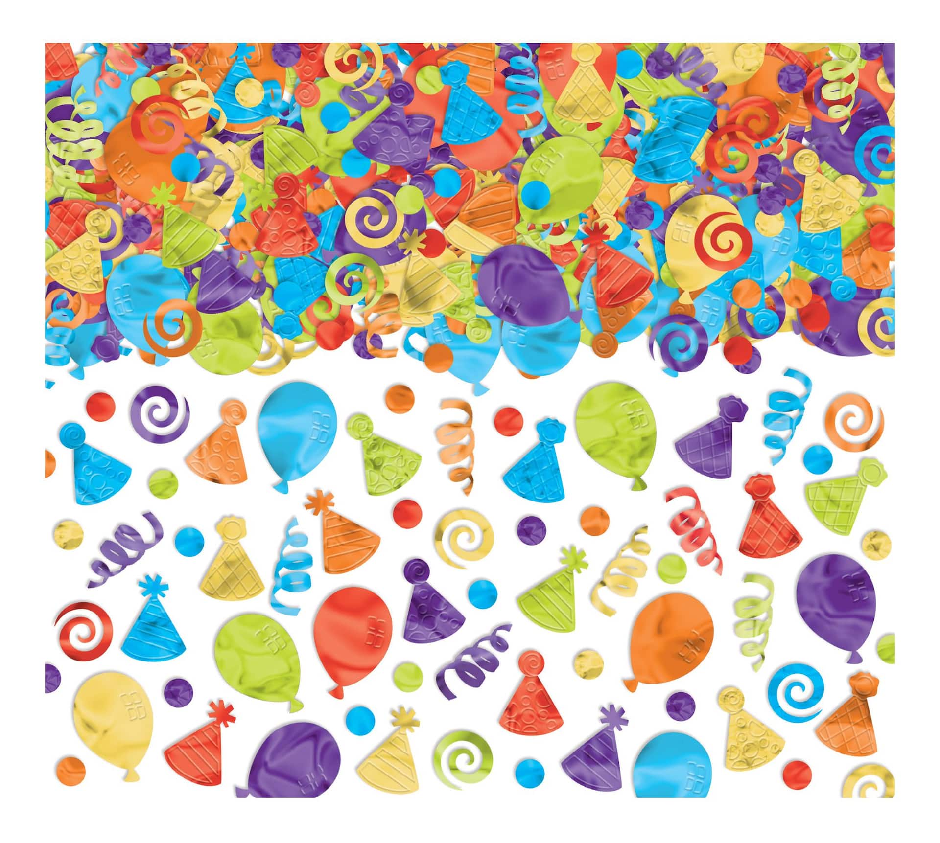 Party Hat/Balloons/Swirls Confetti, Multi-Colored, 5-oz