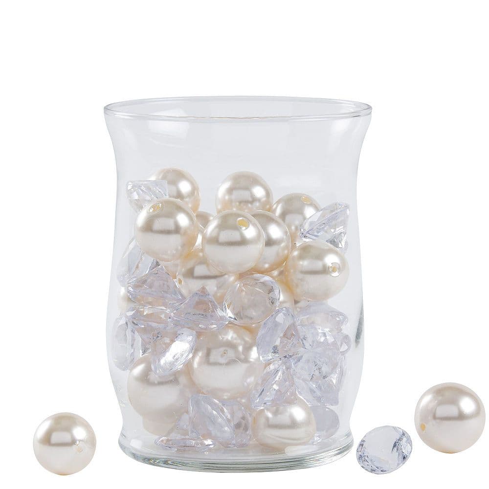 Pearl & Diamond Table Scatter Confetti, White/Clear, 63-pk