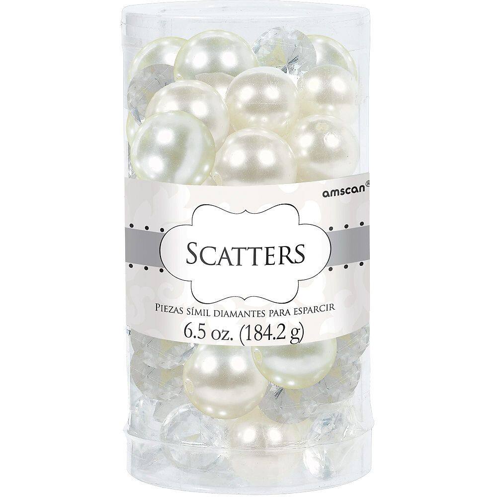 Pearl & Diamond Table Scatter Confetti, White/Clear, 63-pk