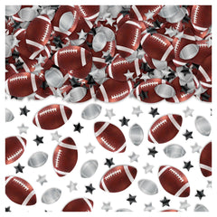 Football & Stars Confetti, Brown/Silver, 2.5-oz