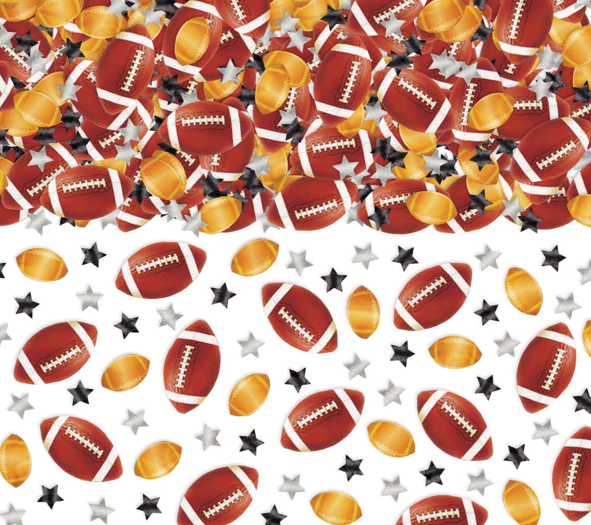 Football & Stars Confetti, Brown/Silver, 2.5-oz