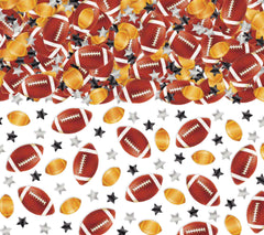 Football & Stars Confetti, Brown/Silver, 2.5-oz