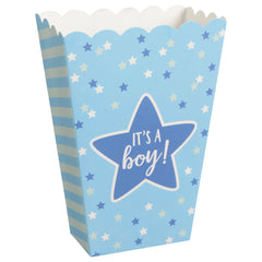 Blue It's a Boy! Popcorn Box for Baby Shower, 20-pk