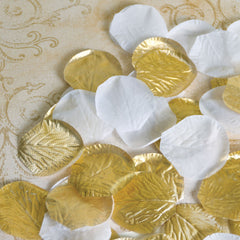 Gold & White Fabric Rose Petal Confetti, 3-inch, 300-pk.