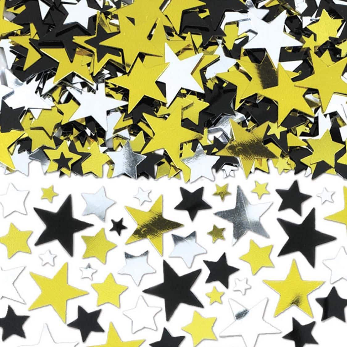 Star Metallic Confetti, Silver/Gold/Black, 2.5-oz