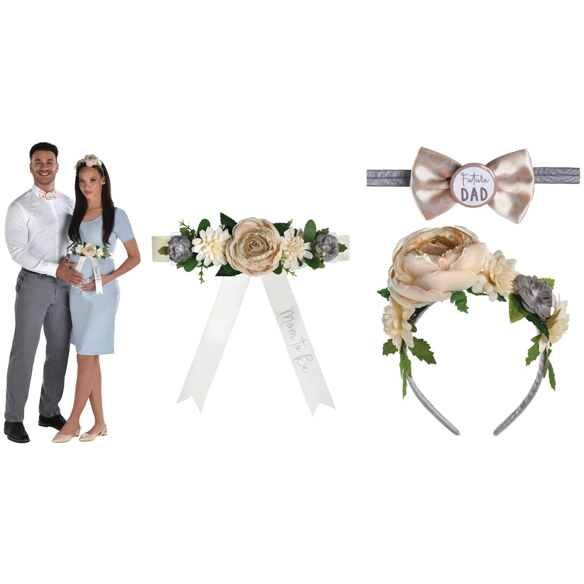 Future Mom and Future Dad Floral Kit, Rose Golf/Green, One Size, 3-pk