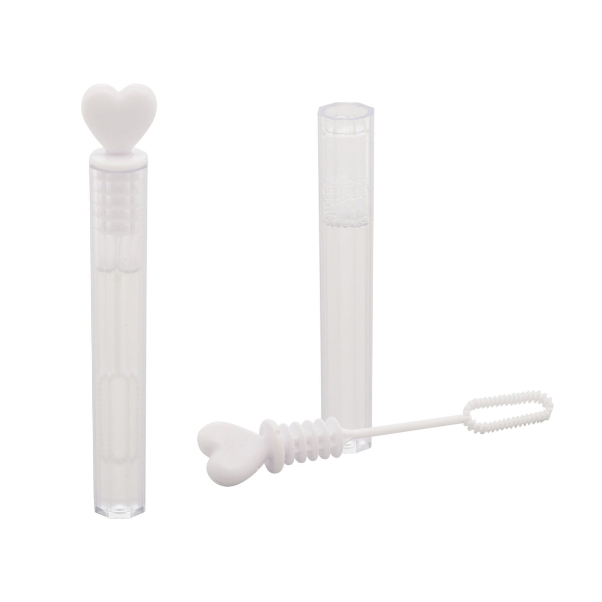 Heart Bubble Wand Tubes, White, 36-pk, for Wedding