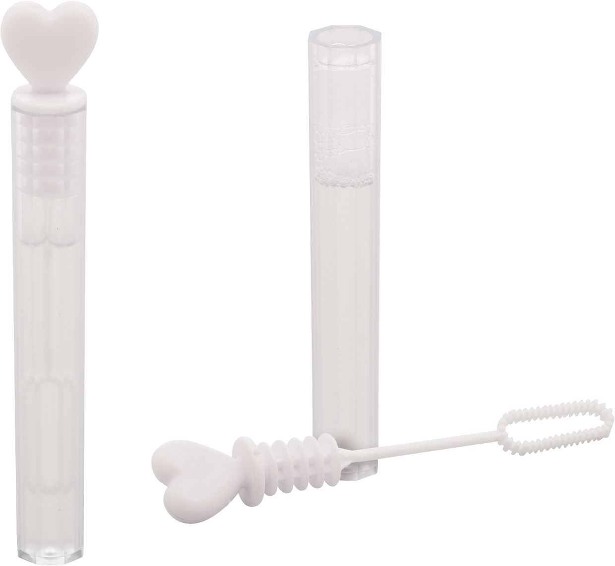Heart Bubble Wand Tubes, White, 36-pk, for Wedding