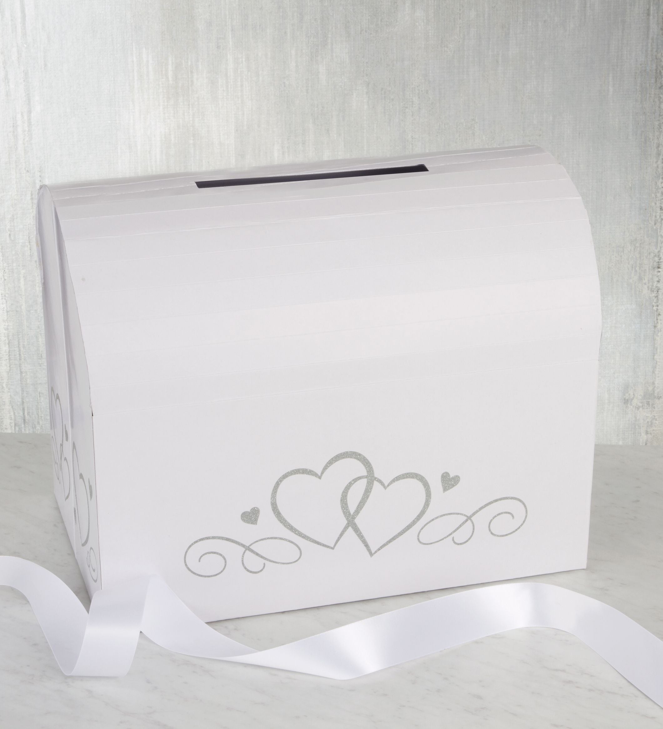 Hearts Cardholder Box, White, for Wedding