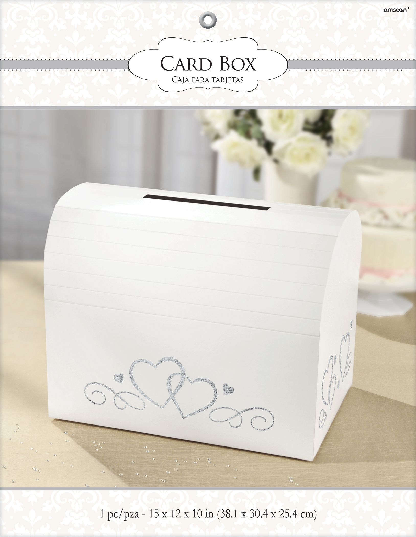 Hearts Cardholder Box, White, for Wedding