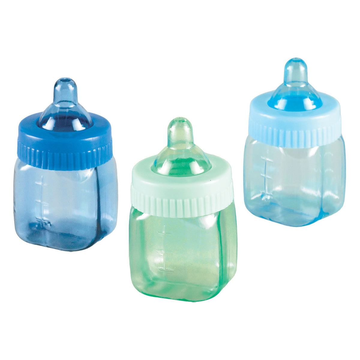 Mini Baby Bottle Fillable Favors, 6-Pack, Blue & Green