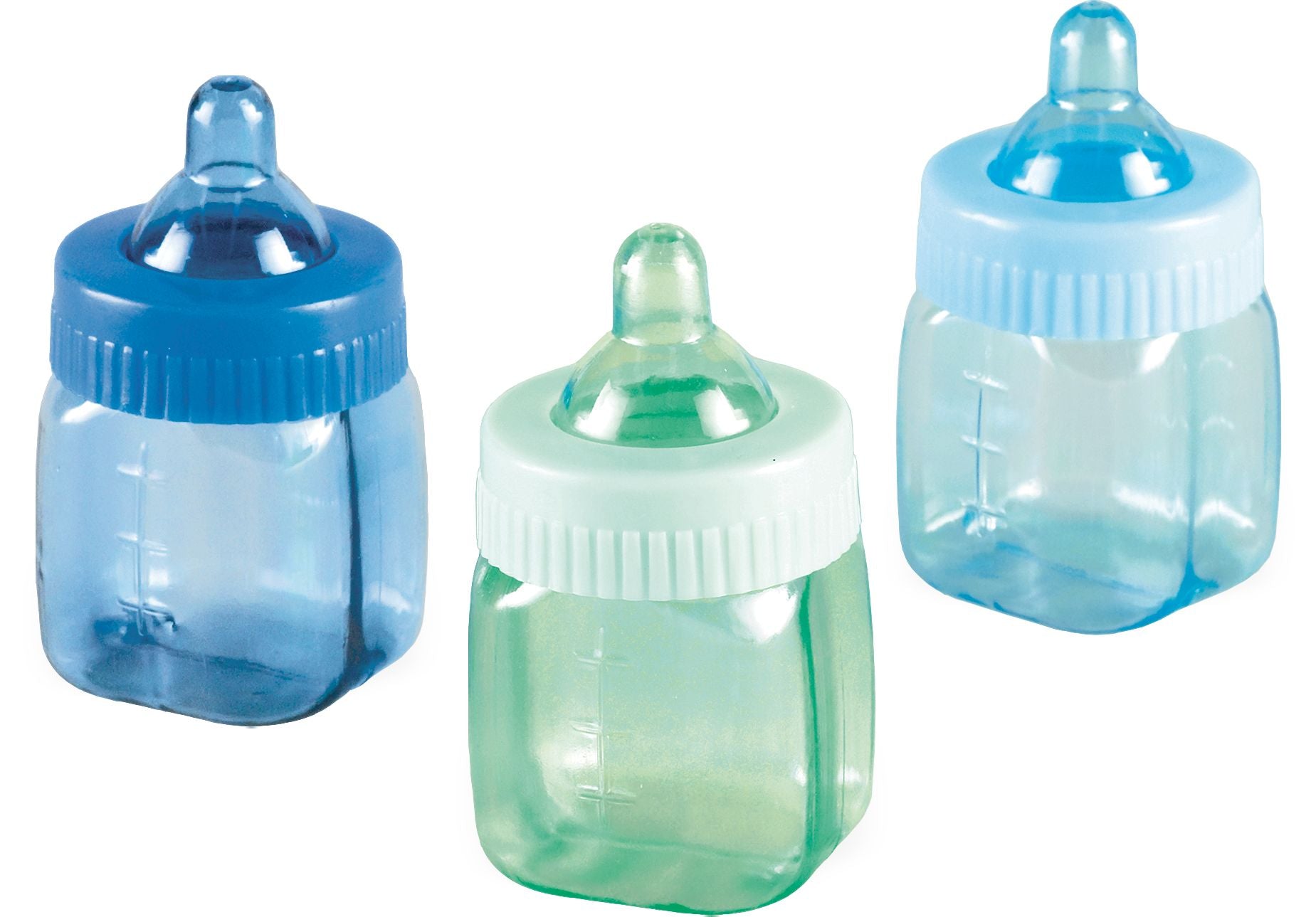 Mini Baby Bottle Fillable Favors, 6-Pack, Blue & Green