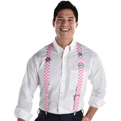 Future Dad Suspenders, Pink/White Checkered, One Size