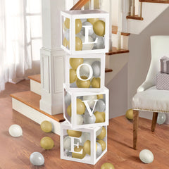 Love Round Balloon Box Kit, Gold/White/Silver, 47-inch, 68-pk