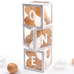 One 1st Birthday Square Cardstock Balloon Box, 3-pc