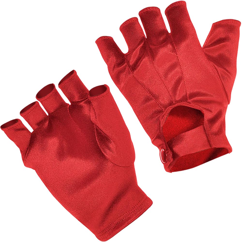 Vibrant Red Adult Fingerless Gloves - Perfect for Costumes and Team Spirit