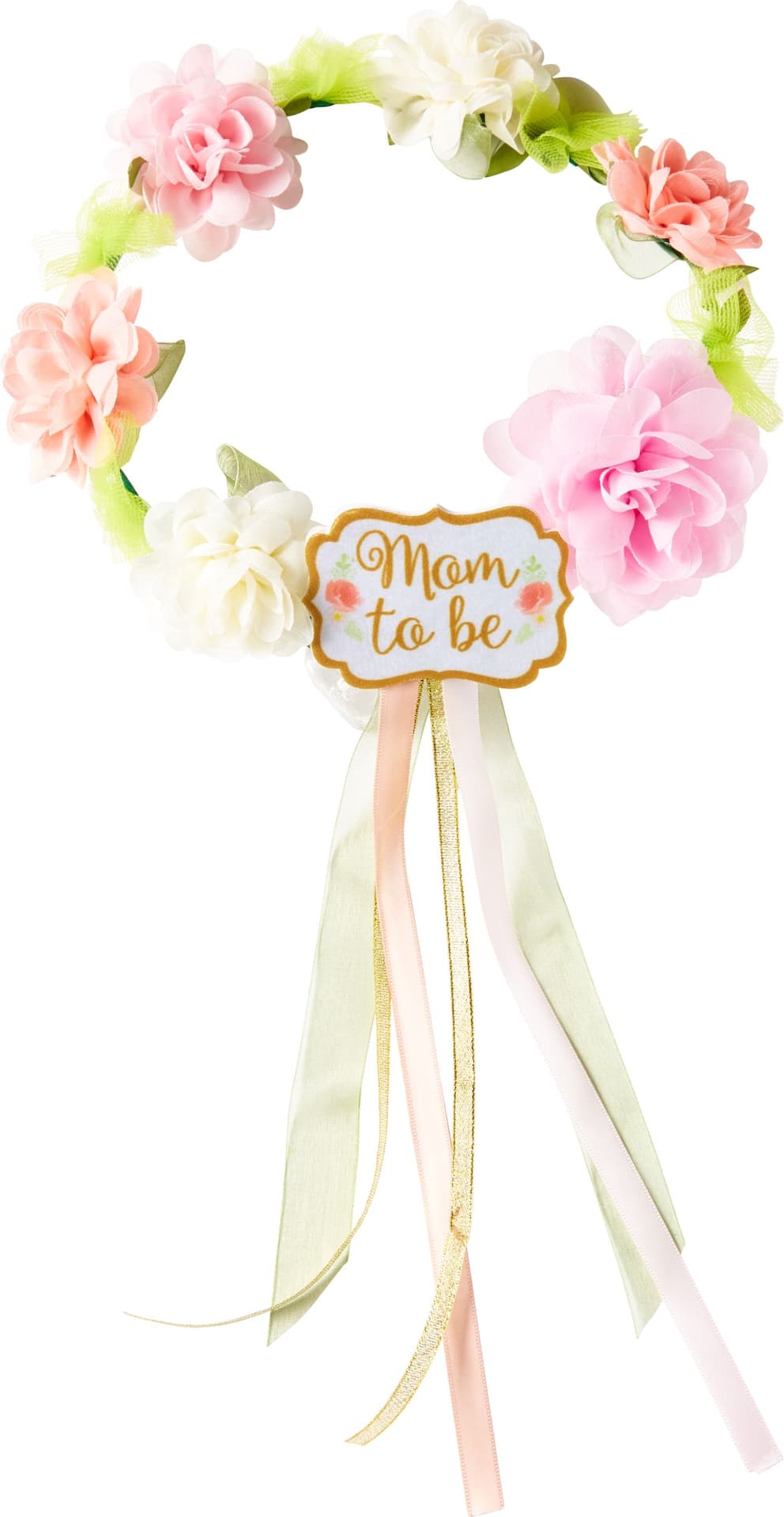 Mom To Be Floral Crown, White/Pink, One Size