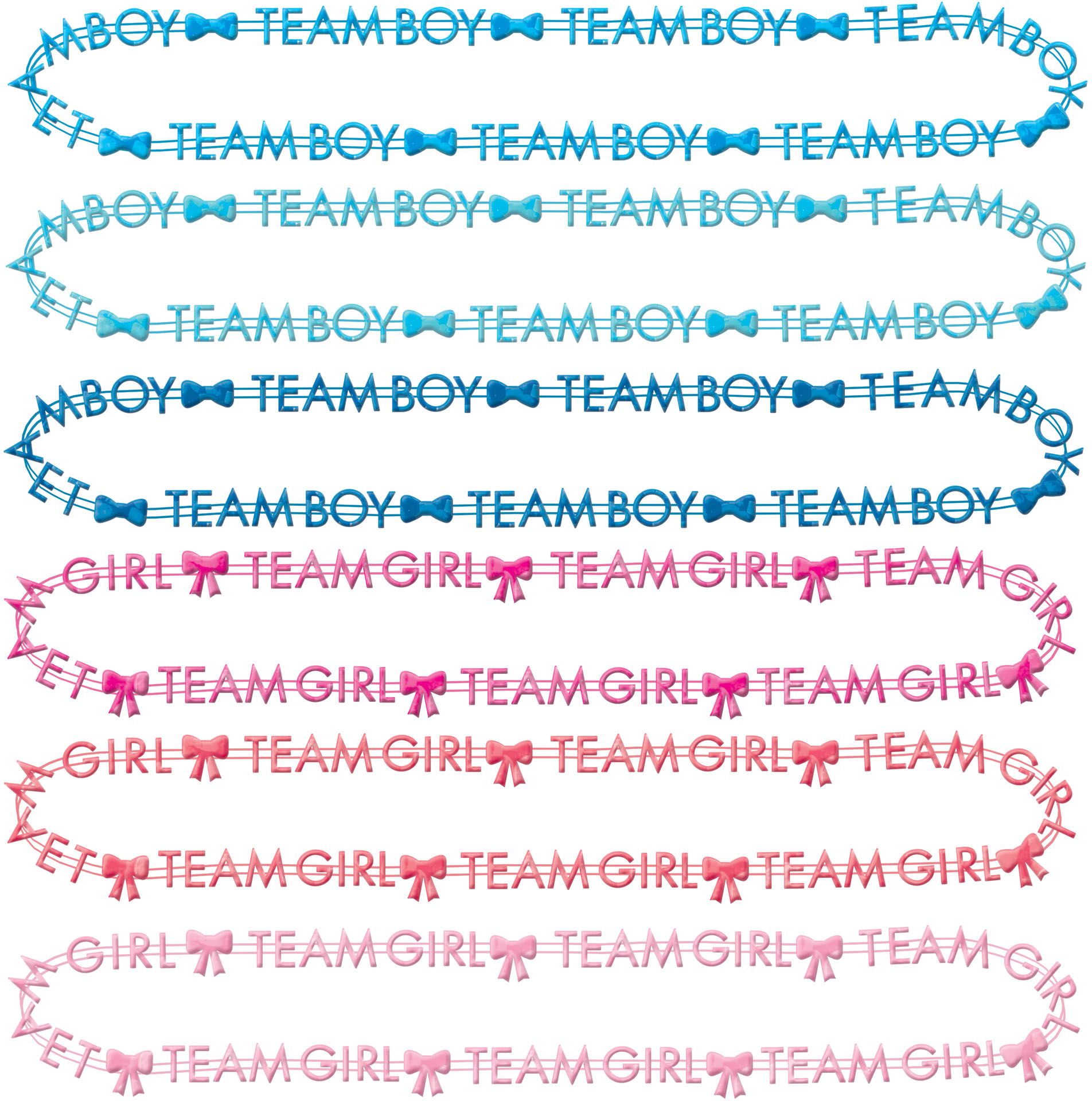Team Boy or Team Girl Beaded Necklaces, Pink/Blue, 10-pk